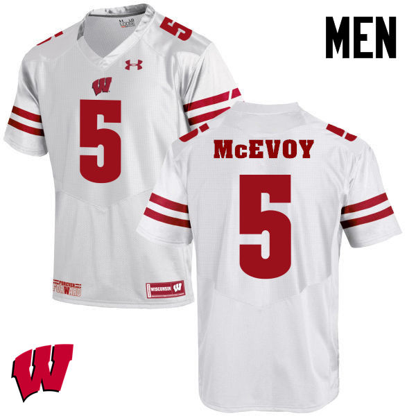 Wisconsin Badgers Men's #5 Tanner McEvoy NCAA Under Armour Authentic White College Stitched Football Jersey GW40S84EG